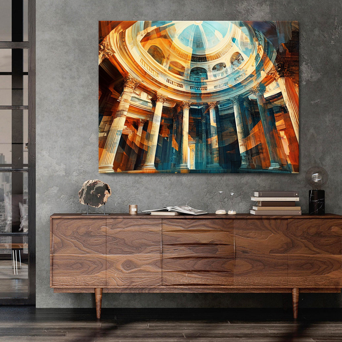 Vibrant Architecture Abstract Canvas Wall Art for Living Room