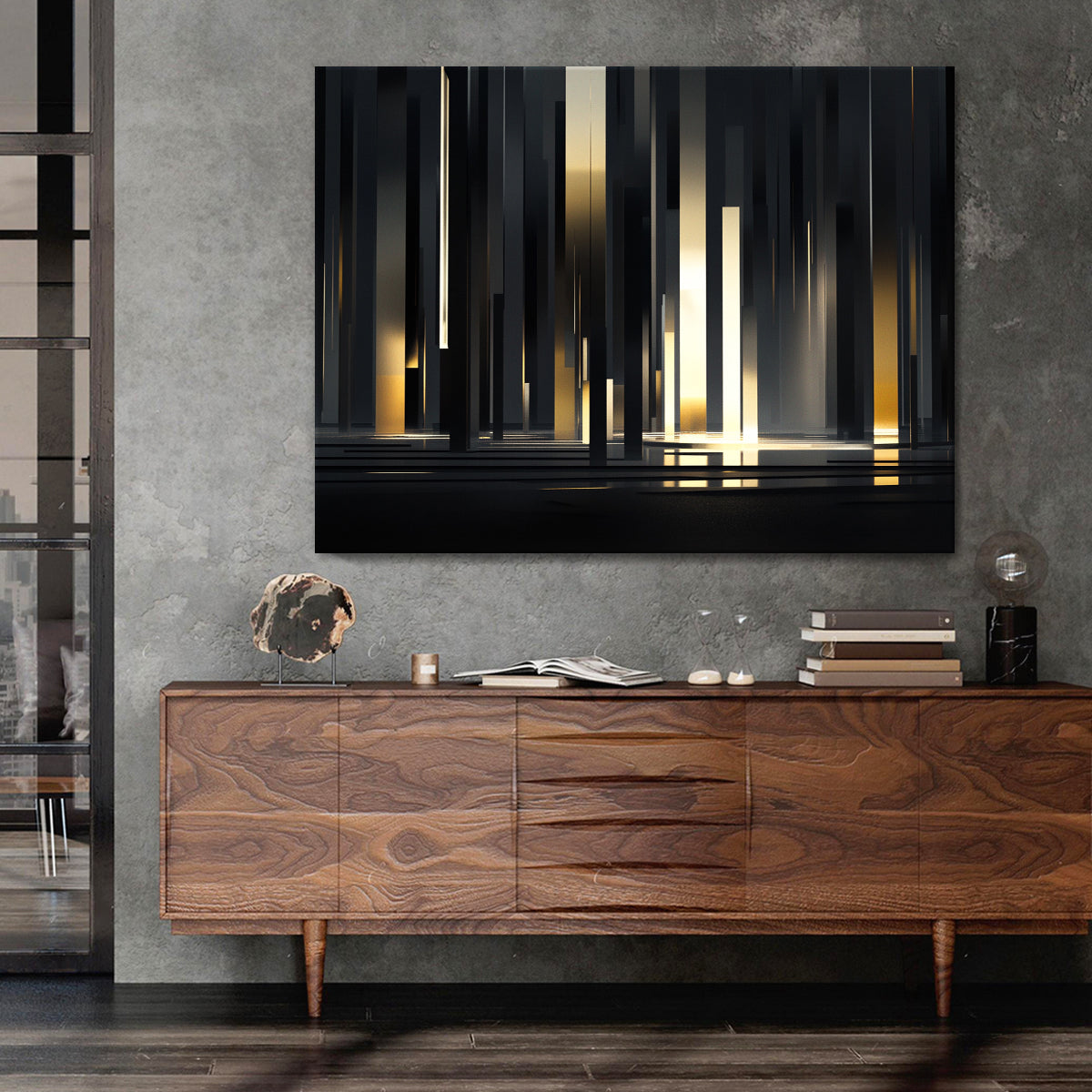 Urban Echoes Futuristic Minimalism Abstract Canvas Wall Art
