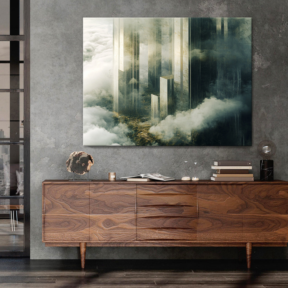 Celestial Towers Architectural Landscape Abstract Canvas Wall Art