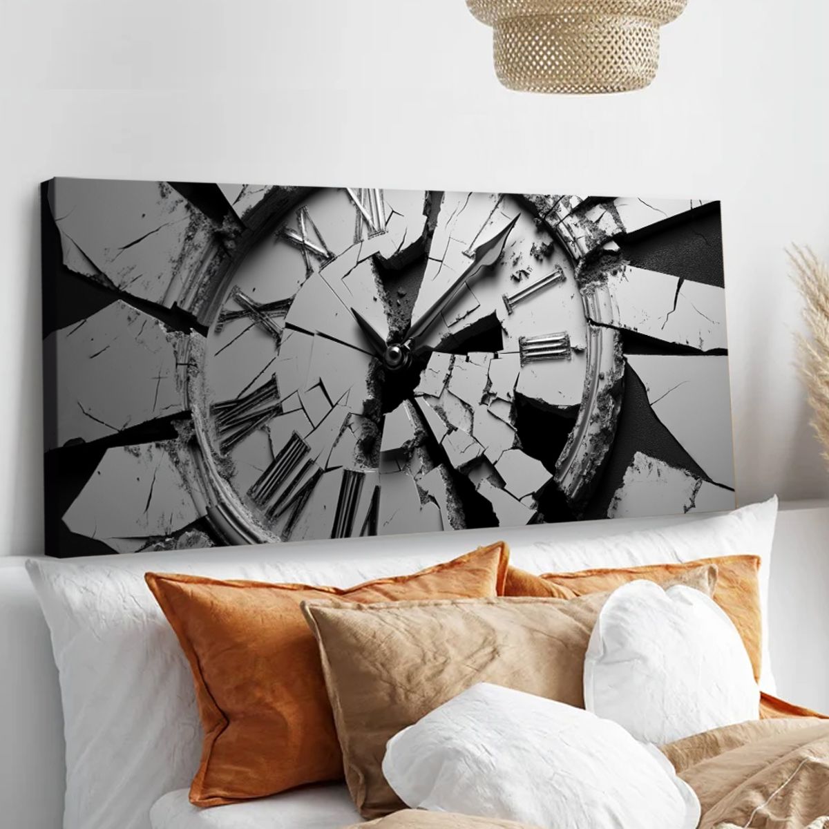 Fragmented Time Contemporary Abstract Canvas Wall Art for Living Room