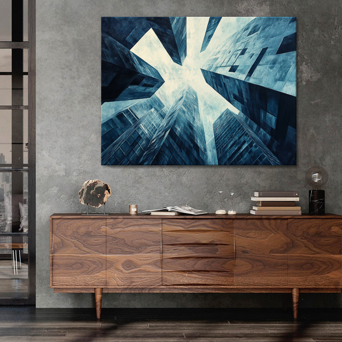 Skyward Ascent Modern Architecture Abstract Canvas Wall Art