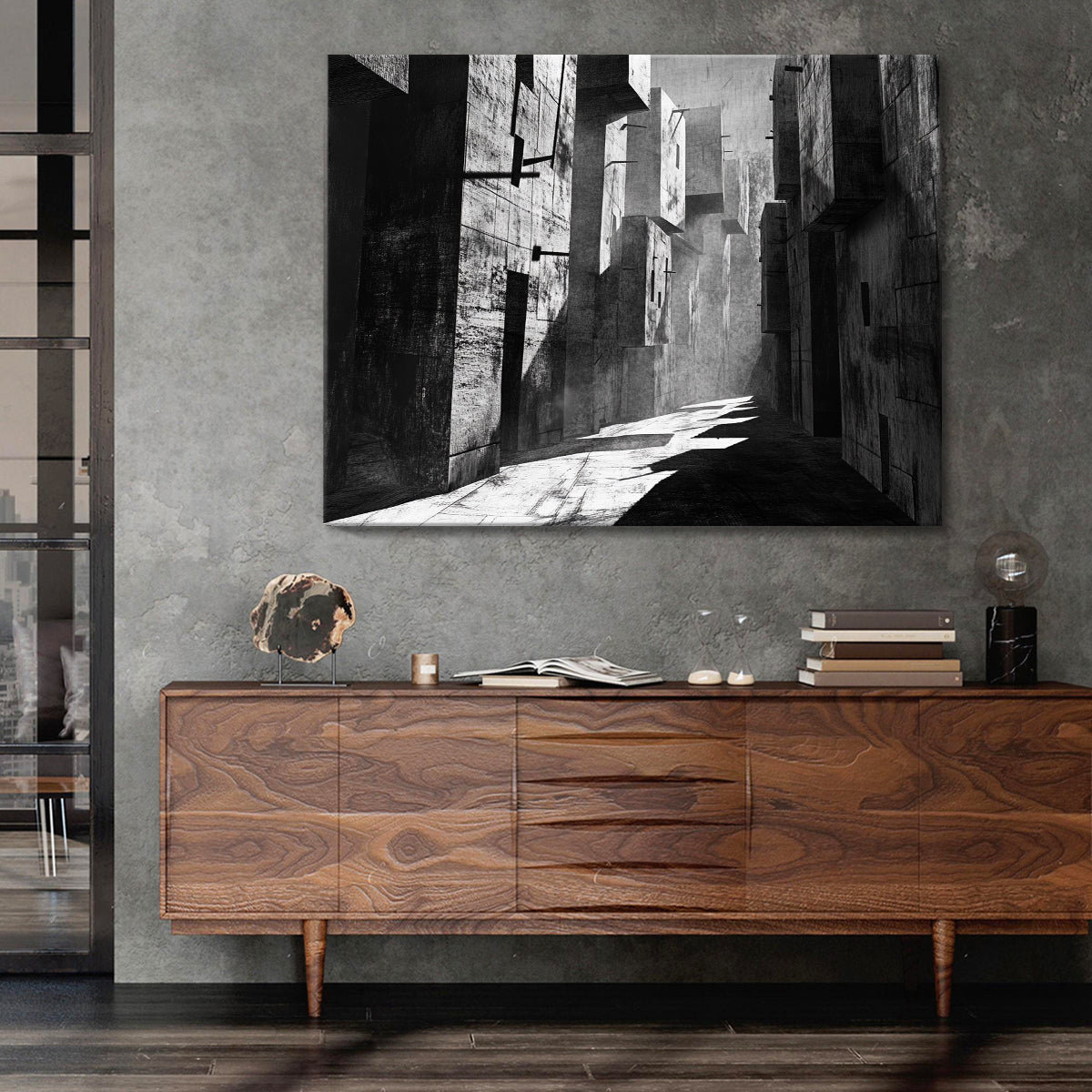 Monochrome Passage Minimalist Abstract Canvas Wall Art