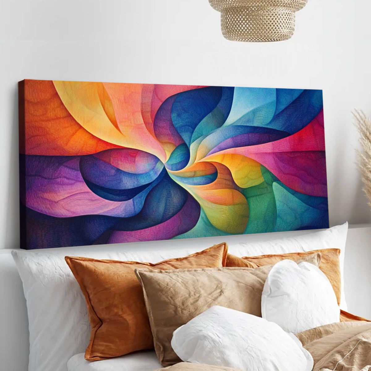 Vibrant Swirl Abstract Canvas Wall Art for Living Room