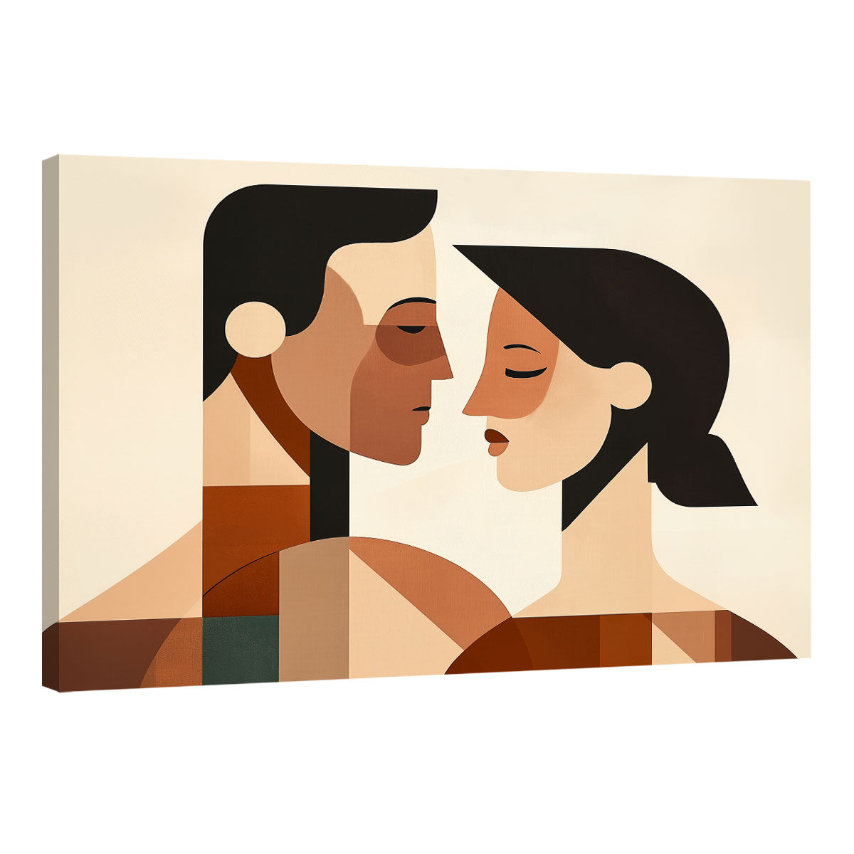 Couple Portrait Canvas Geometric Art Wall