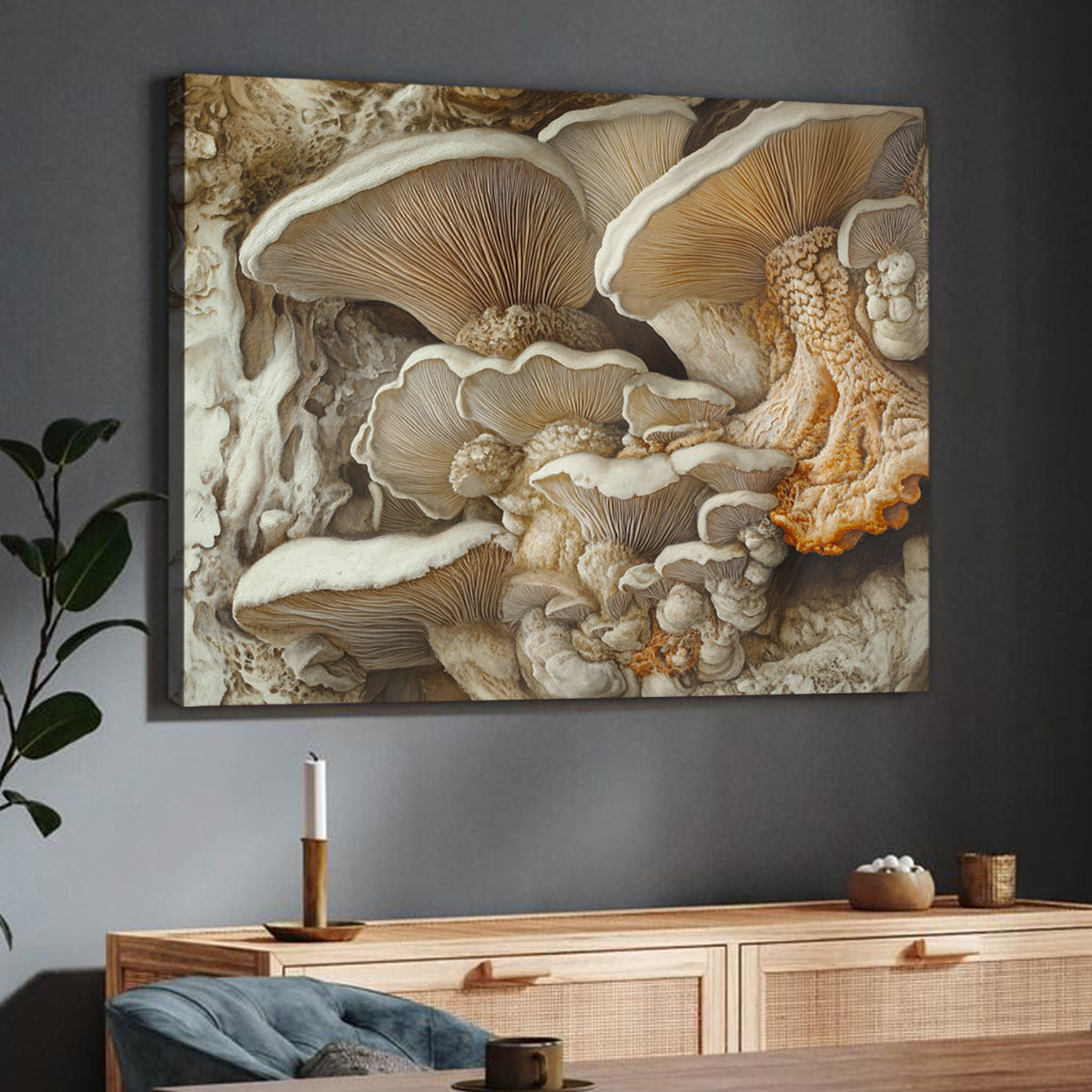 Earthly Fungi Nature Abstract Canvas Wall Art for Living Room