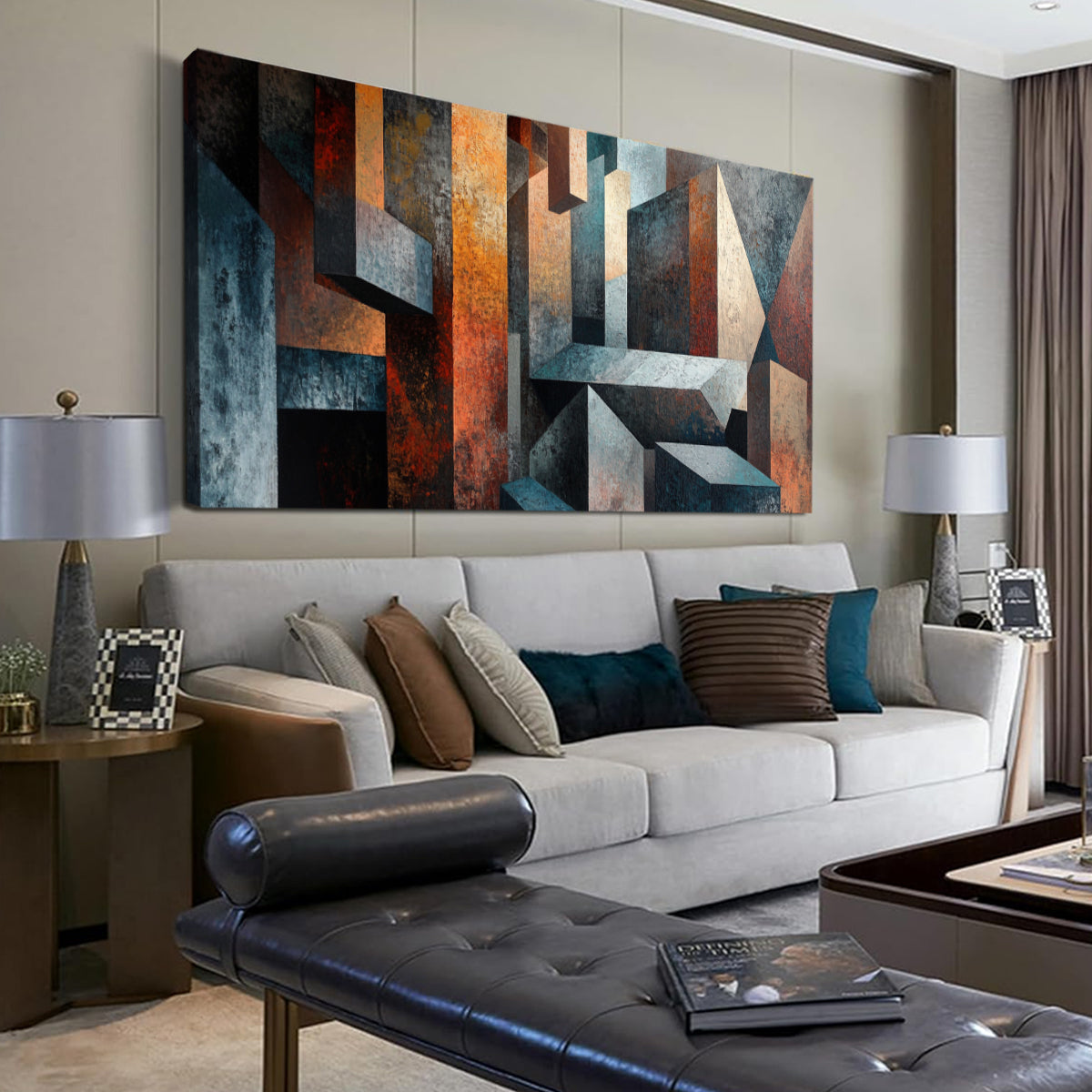 Geometric Harmony Cubism Abstract Canvas Wall Art