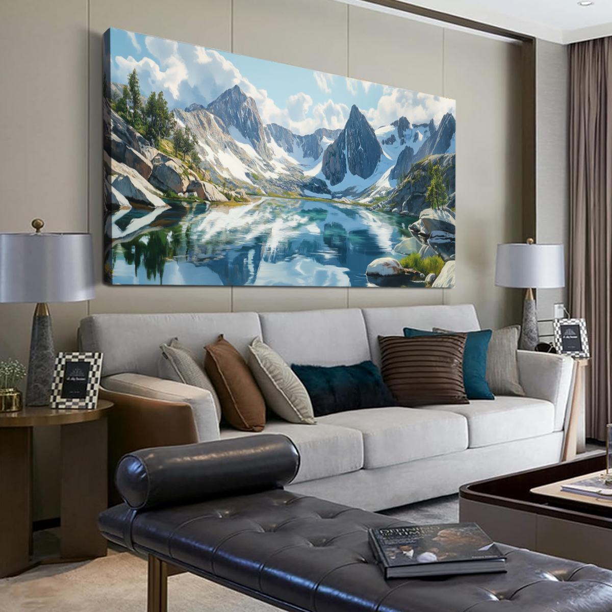Tranquil Peaks Realistic Landscape Abstract Canvas Wall Art