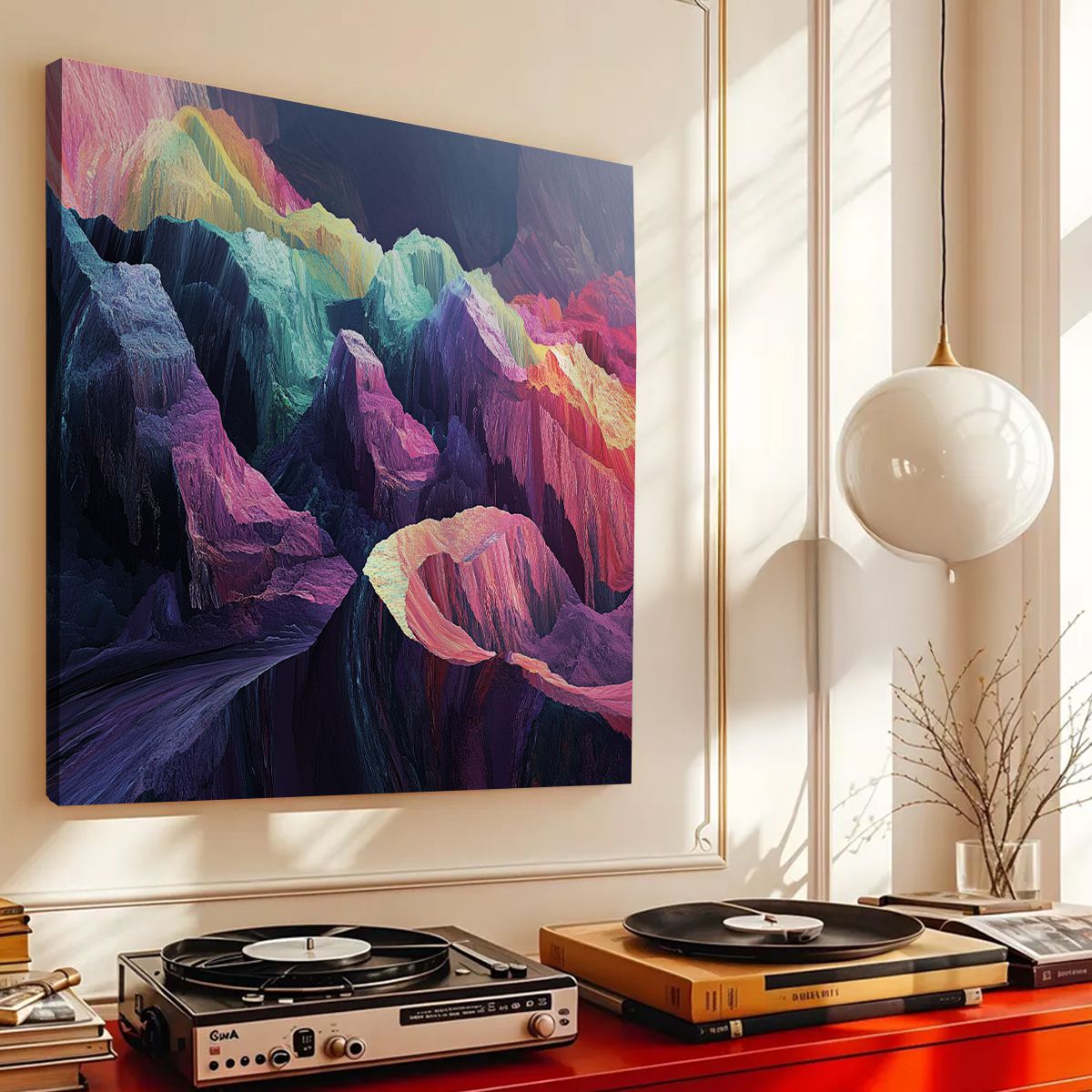 Vibrant Peaks Landscape Abstract Canvas Wall Art for Living Room