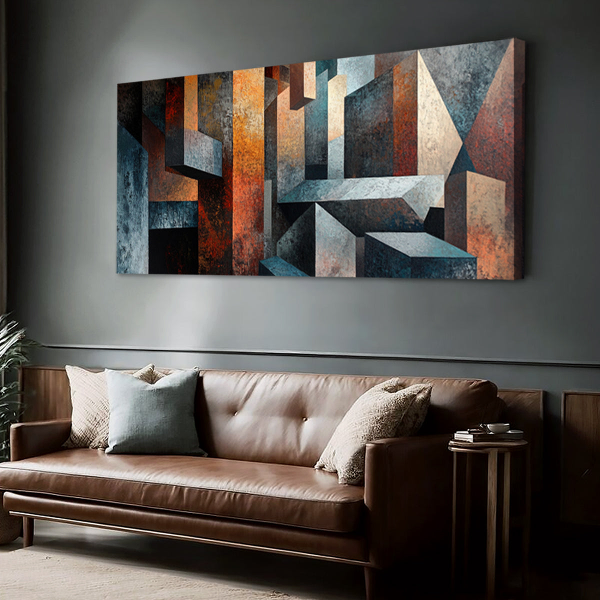 Geometric Harmony Cubism Abstract Canvas Wall Art