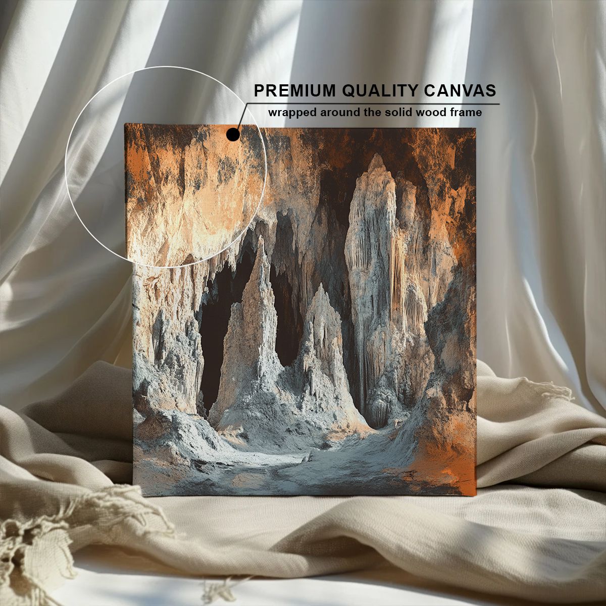 Realistic Cave Landscape Abstract Canvas Wall Art for Living Room