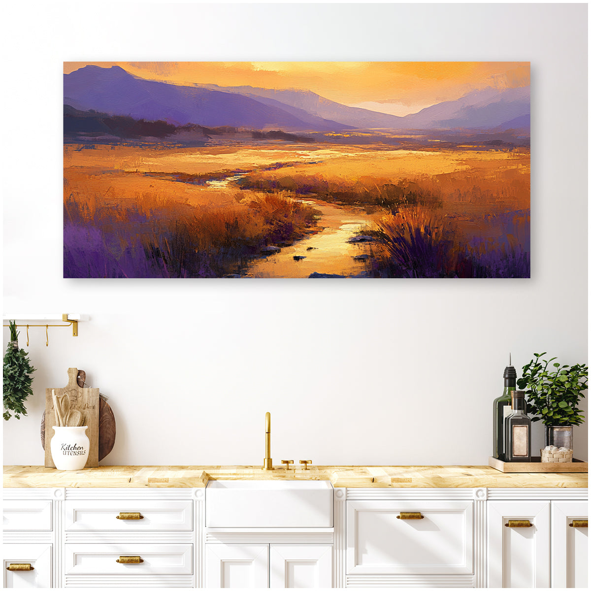 Golden Valley Vibrant Landscape Abstract Canvas Wall Art