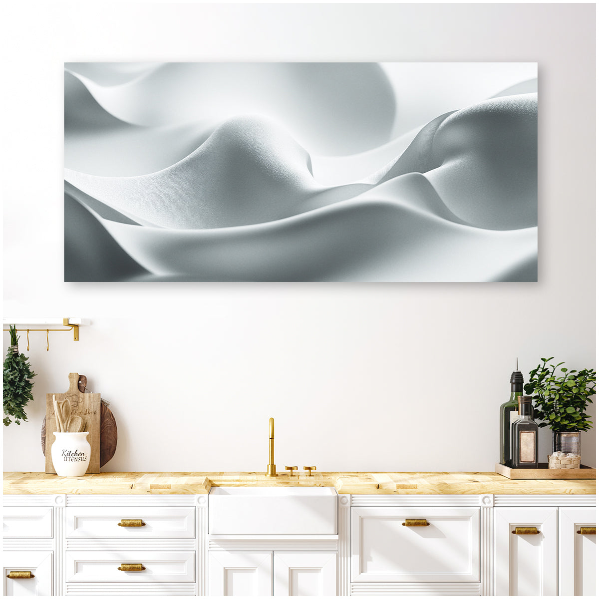 Silken Serenity Minimalist Abstract Canvas Wall Art for Living Room
