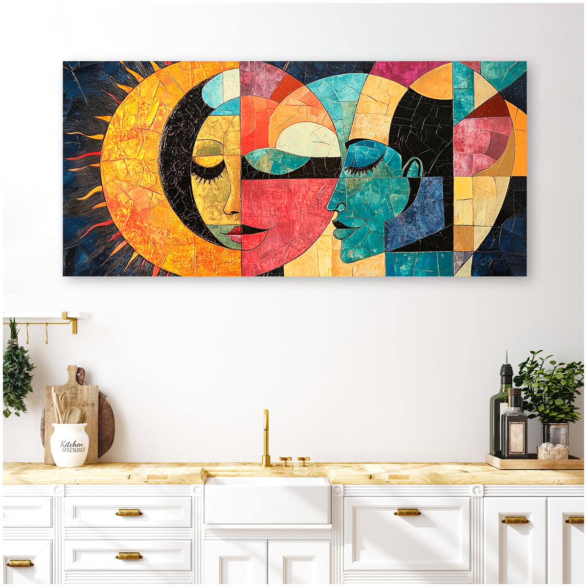 Celestial Embrace Vibrant Abstract Canvas Wall Art