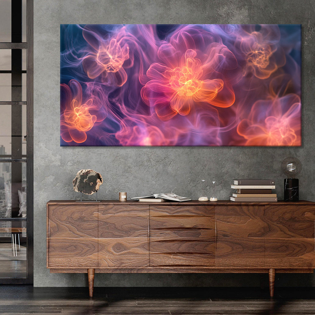 Ethereal Blooms Digital Floral Abstract Canvas Wall Art
