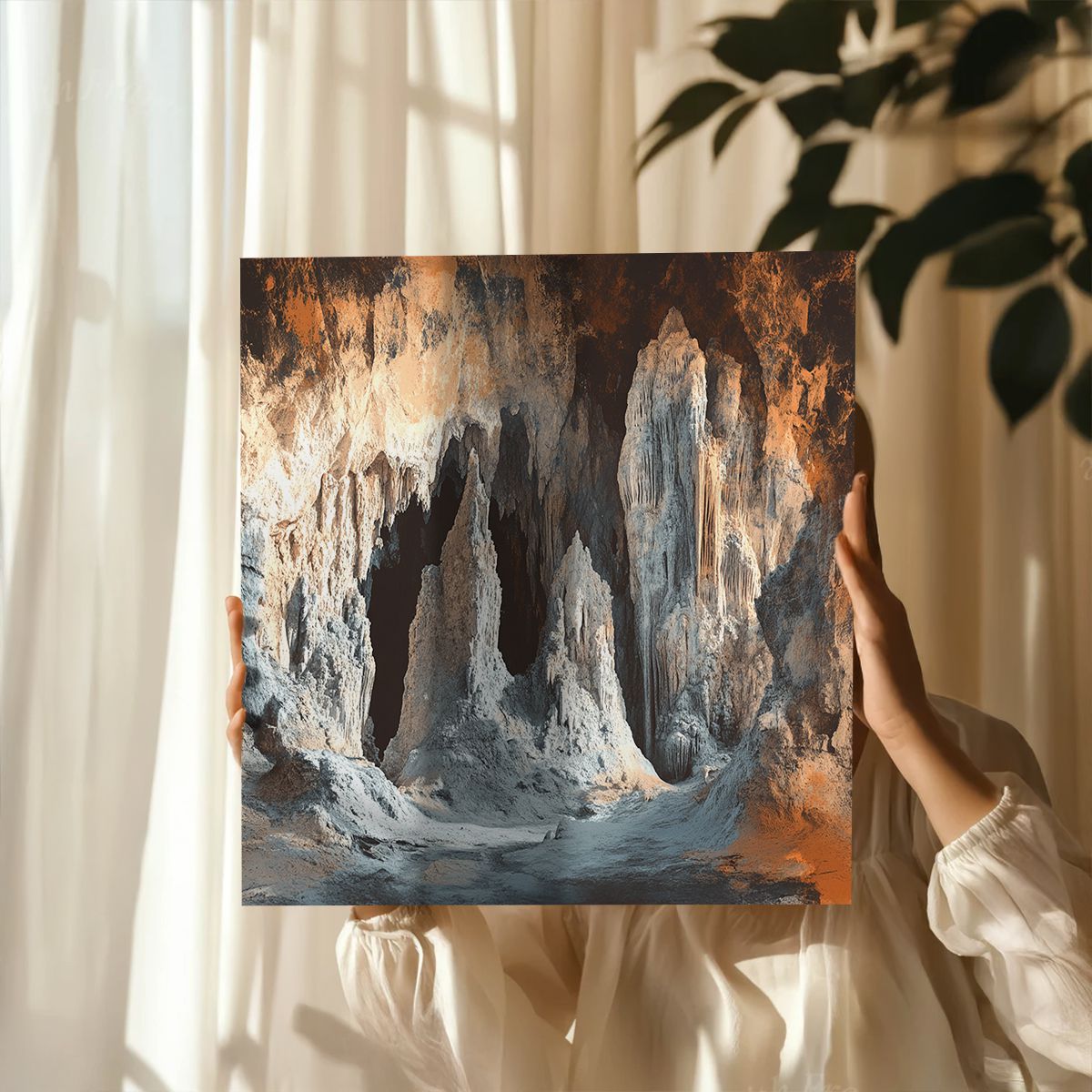 Realistic Cave Landscape Abstract Canvas Wall Art for Living Room