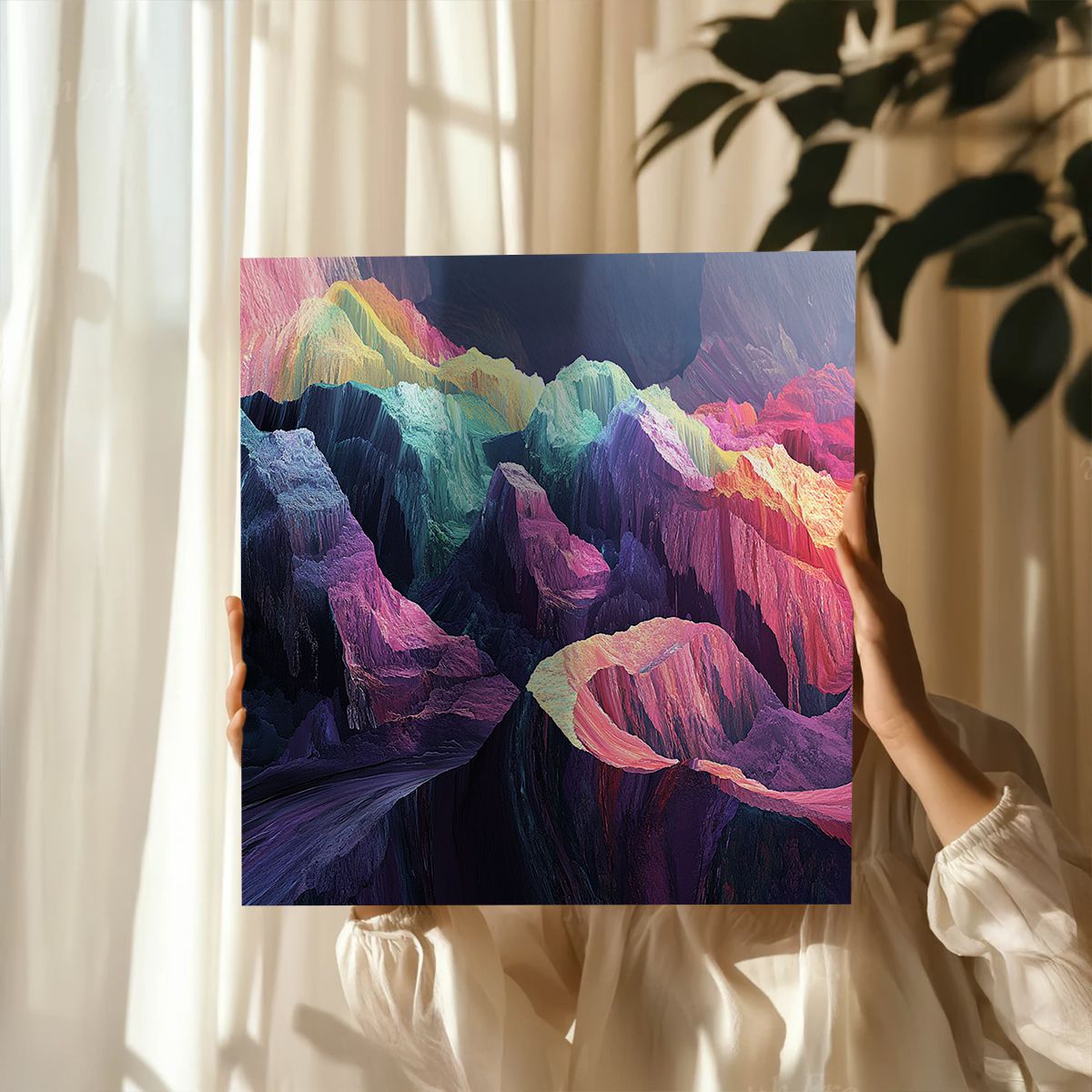 Vibrant Peaks Landscape Abstract Canvas Wall Art for Living Room