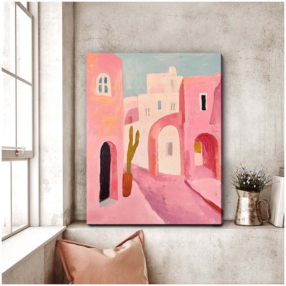 Mediterranean Glow Abstract Landscape Canvas Print for Living Room
