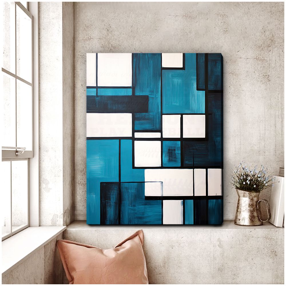 Urban Grid Abstract Canvas Print for Living Room
