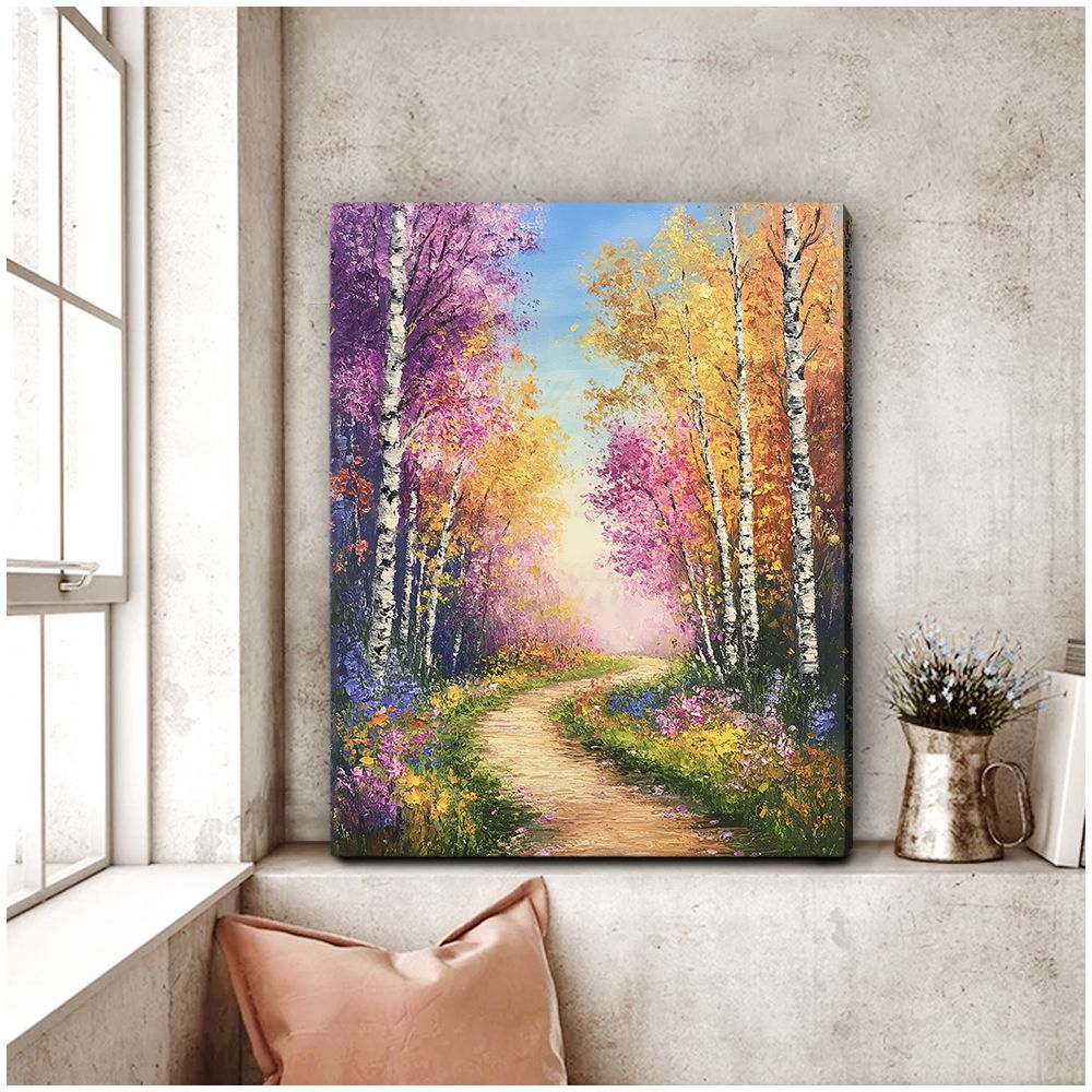 Golden Autumn Abstract Floral Canvas Print for Living Room