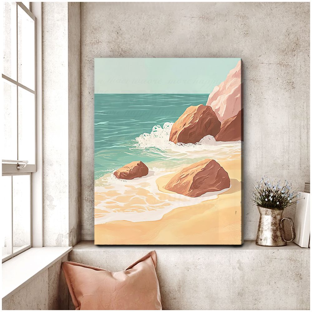 Coastal Breeze Abstract Landscape Canvas Print for Living Room