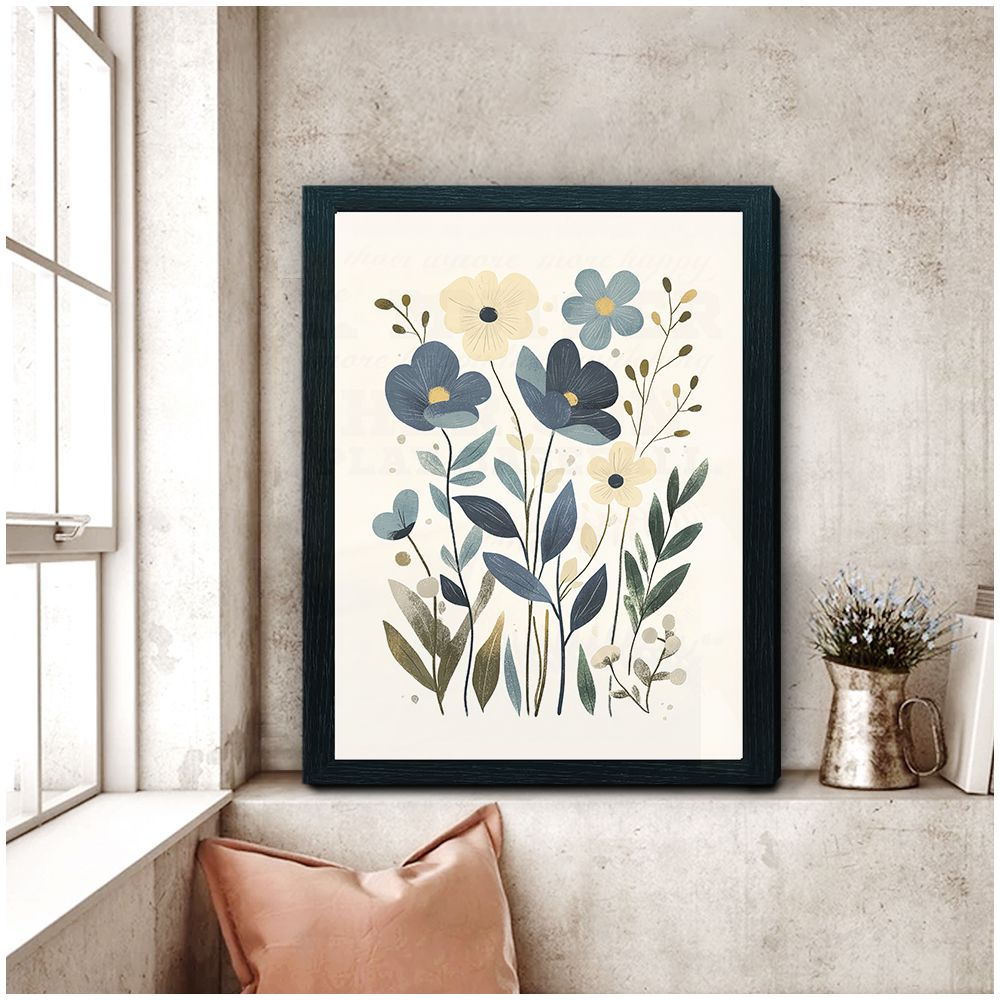 Blue Meadow Abstract Floral Canvas Print for Living Room