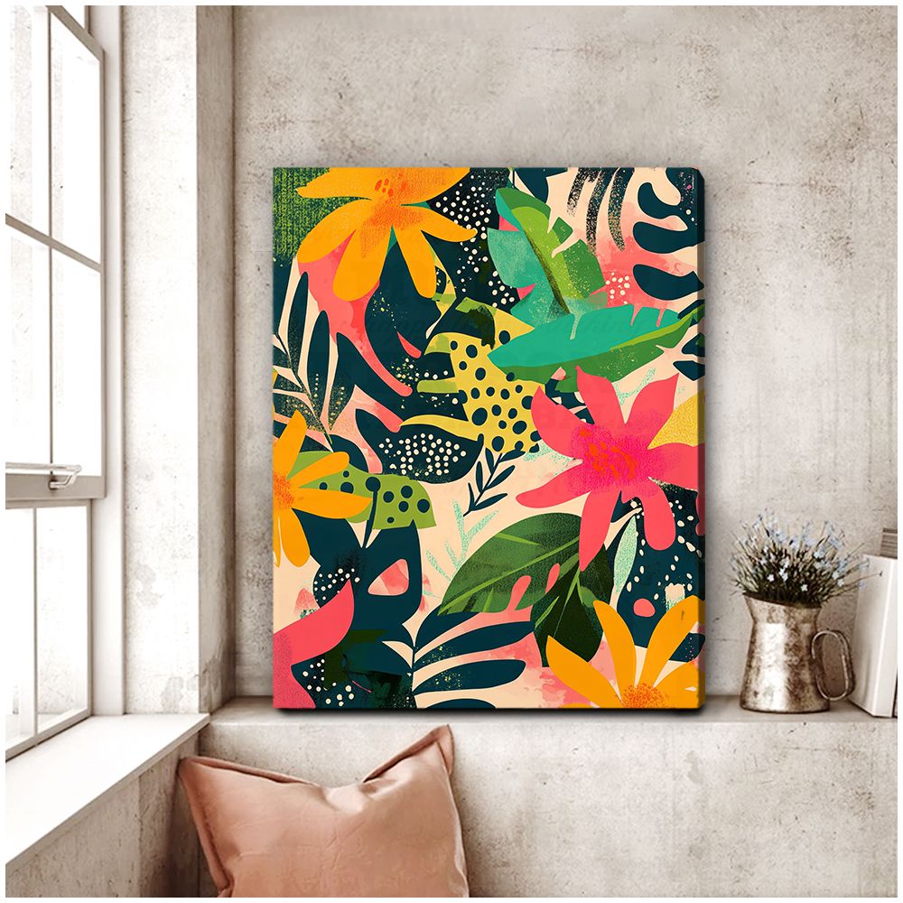 Tropical Burst Abstract Floral Canvas Print for Living Room