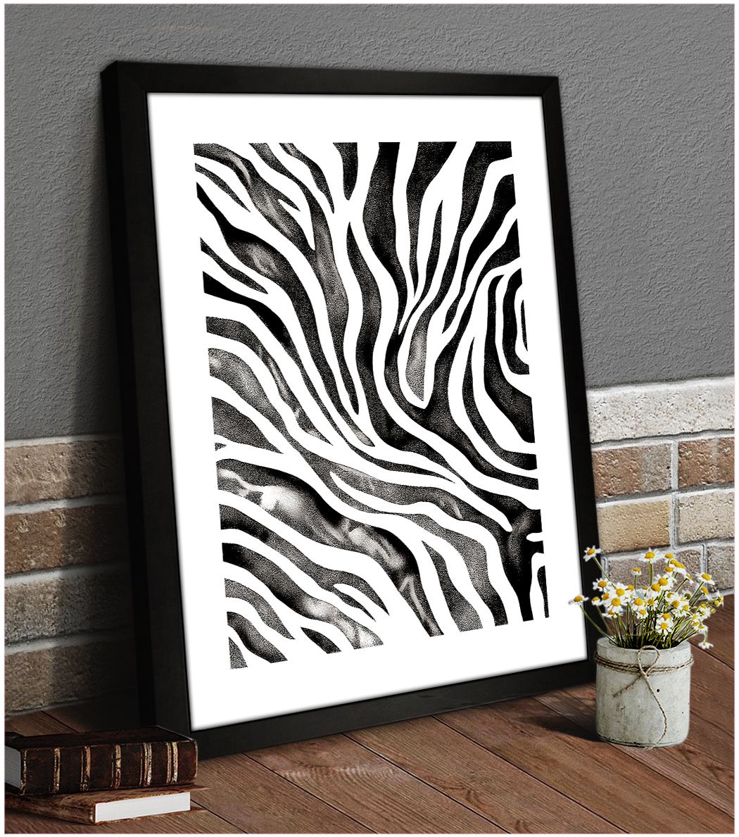 Monochrome Stripes Abstract Canvas Print for Living Room