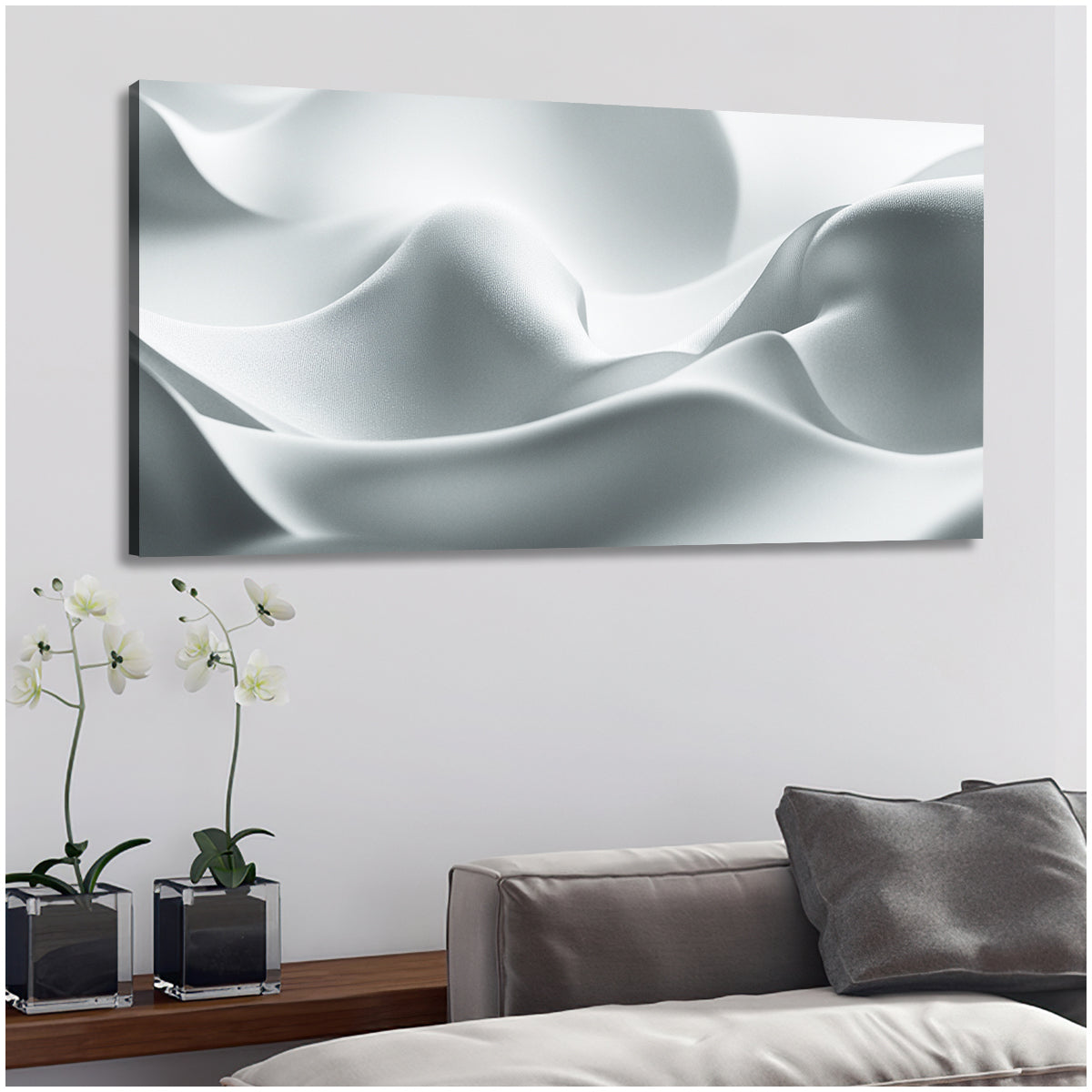 Silken Serenity Minimalist Abstract Canvas Wall Art for Living Room