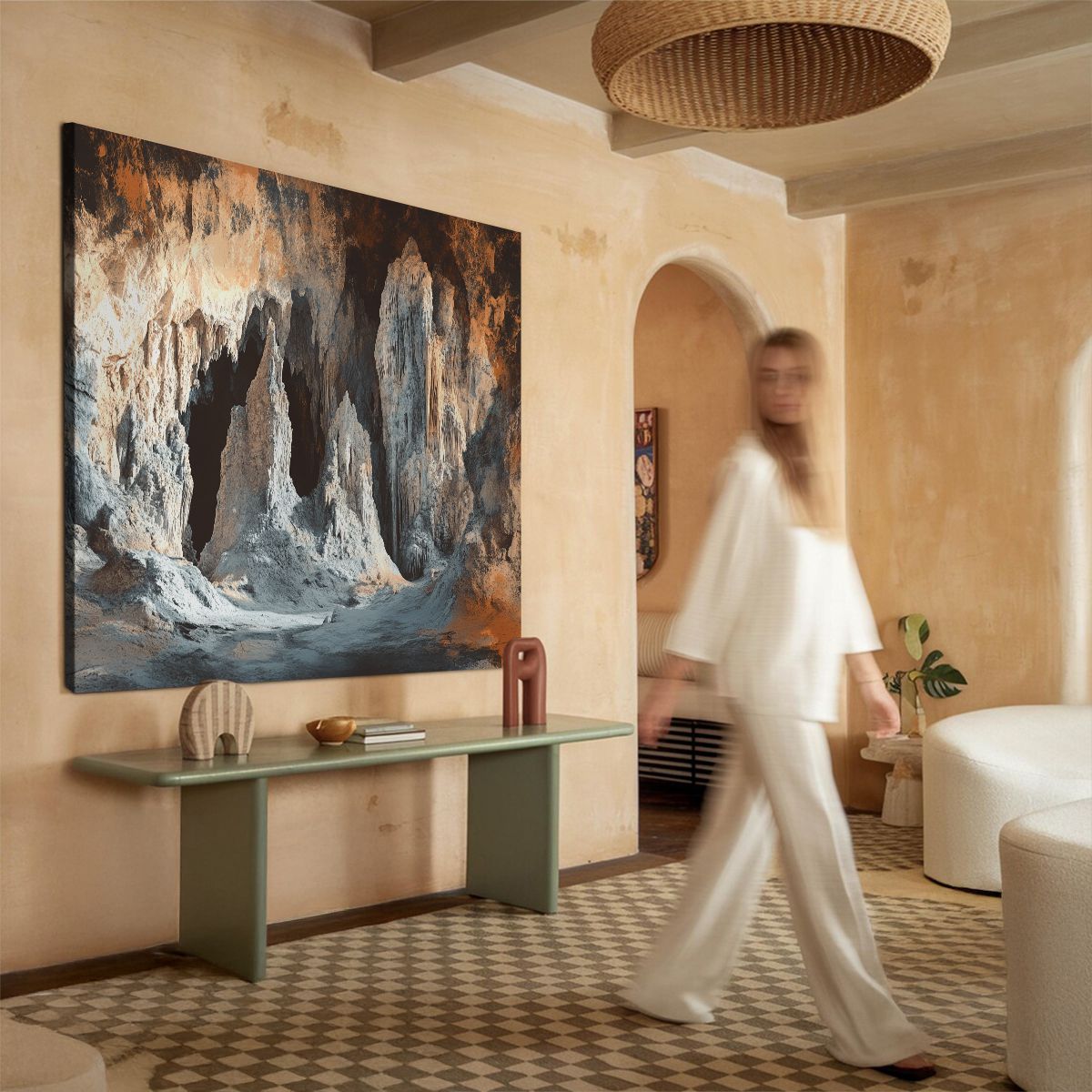 Realistic Cave Landscape Abstract Canvas Wall Art for Living Room