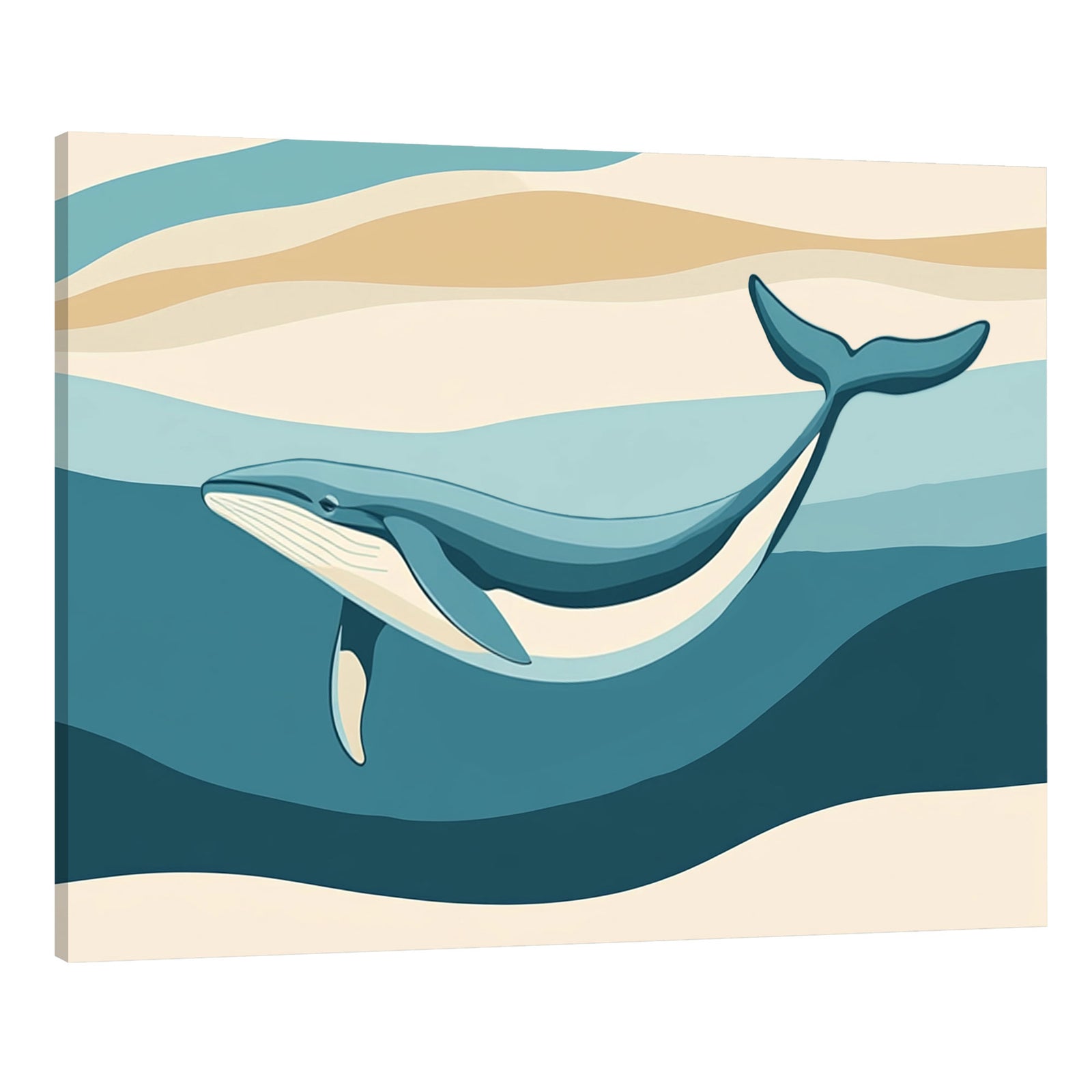 Minimalist Whale Color Block Canvas Wall Art