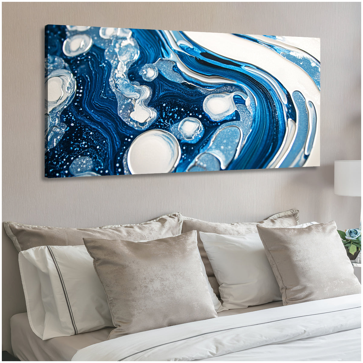Oceanic Whispers Fluid Art Abstract Canvas Wall Art