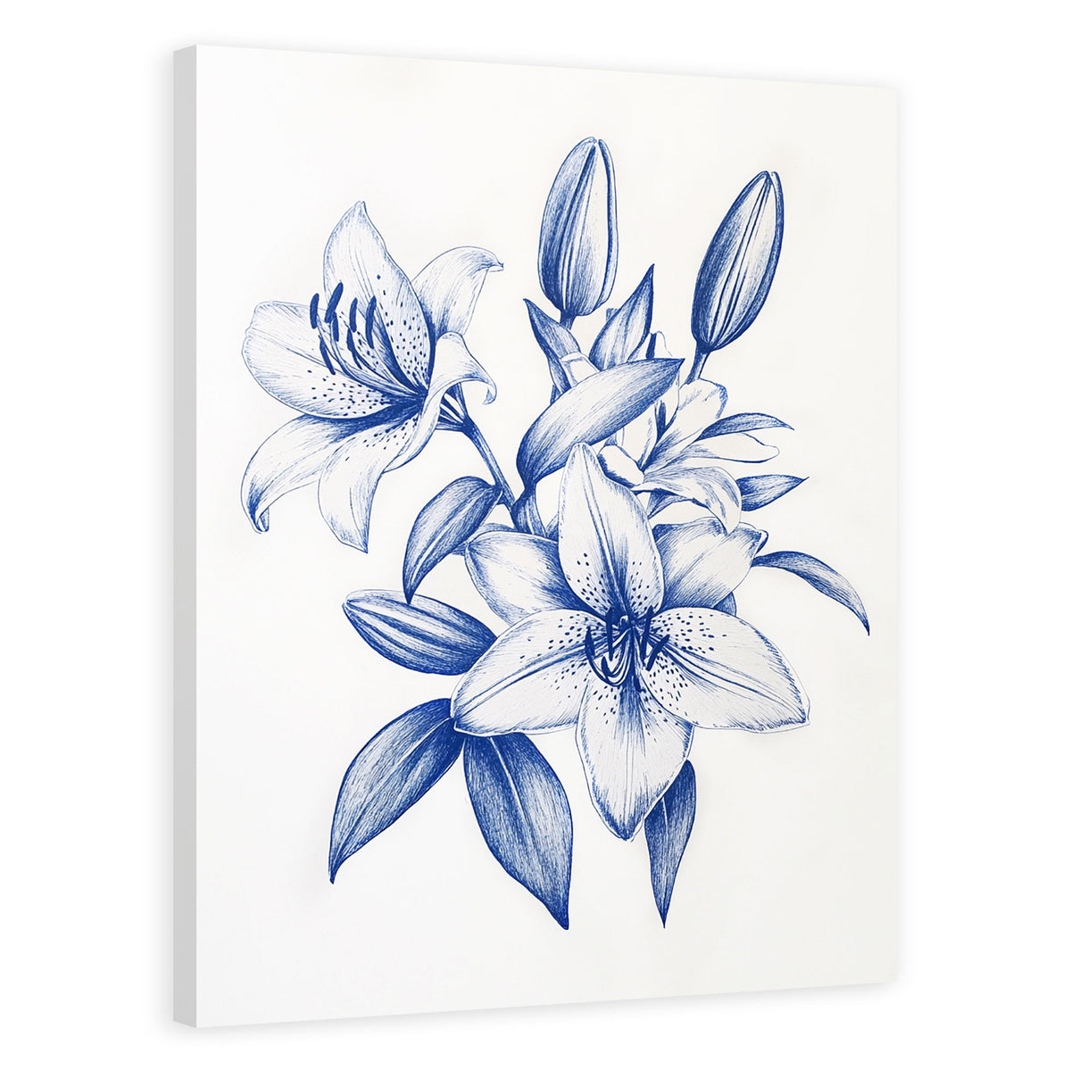 Sapphire Bloom Canvas Vintage Artwork