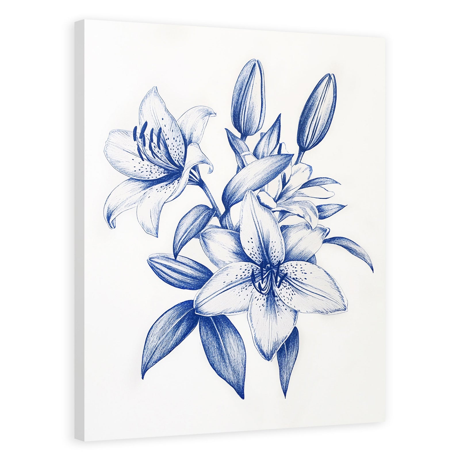 Sapphire Bloom Canvas Vintage Artwork