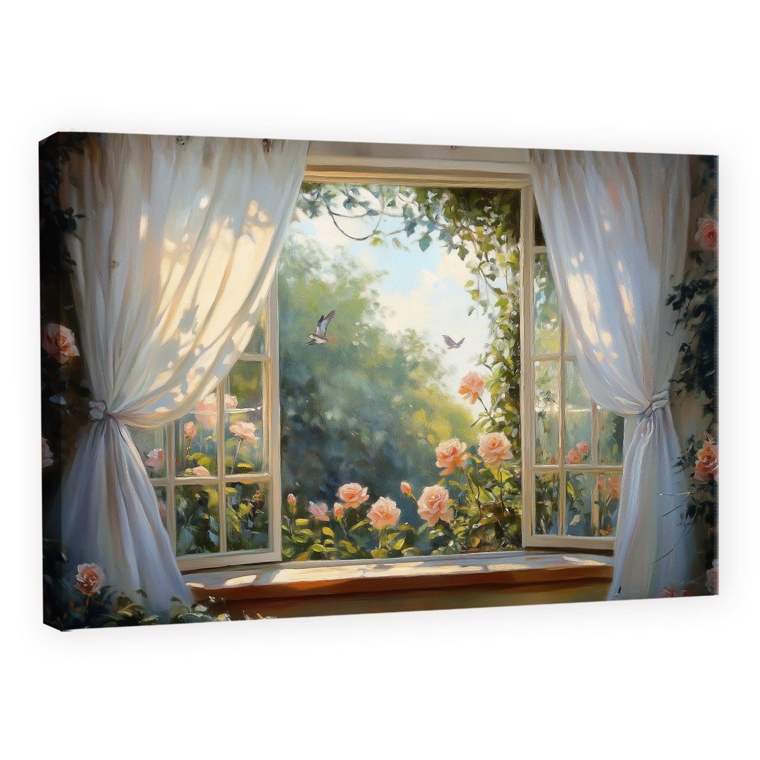Mediterranean Window View - Oil Style Canvas Wall Print