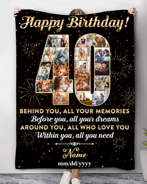 Personalized Photo Collage 40th Birthday Blanket Best 40th Birthday Gift Idea