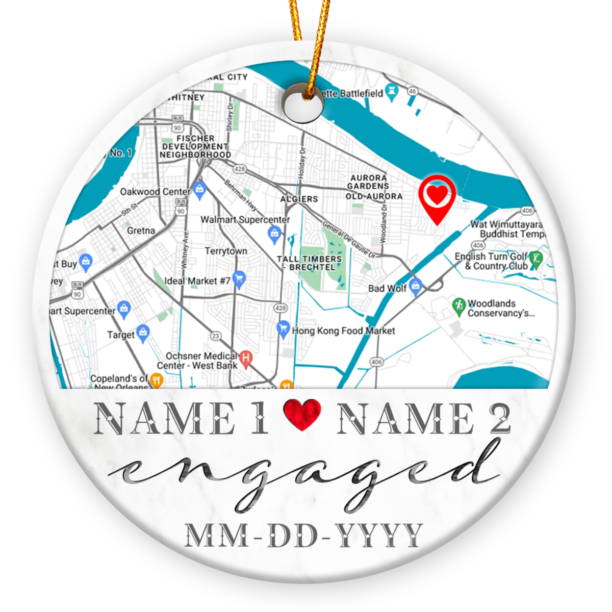 Personalized Map Engagement Ornament Meaningful Wedding Gift
