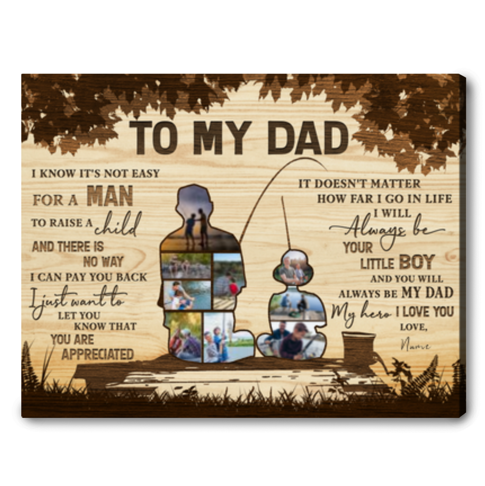 Gift For Fisherman Dad Custom Photo Canvas Gift For Dad