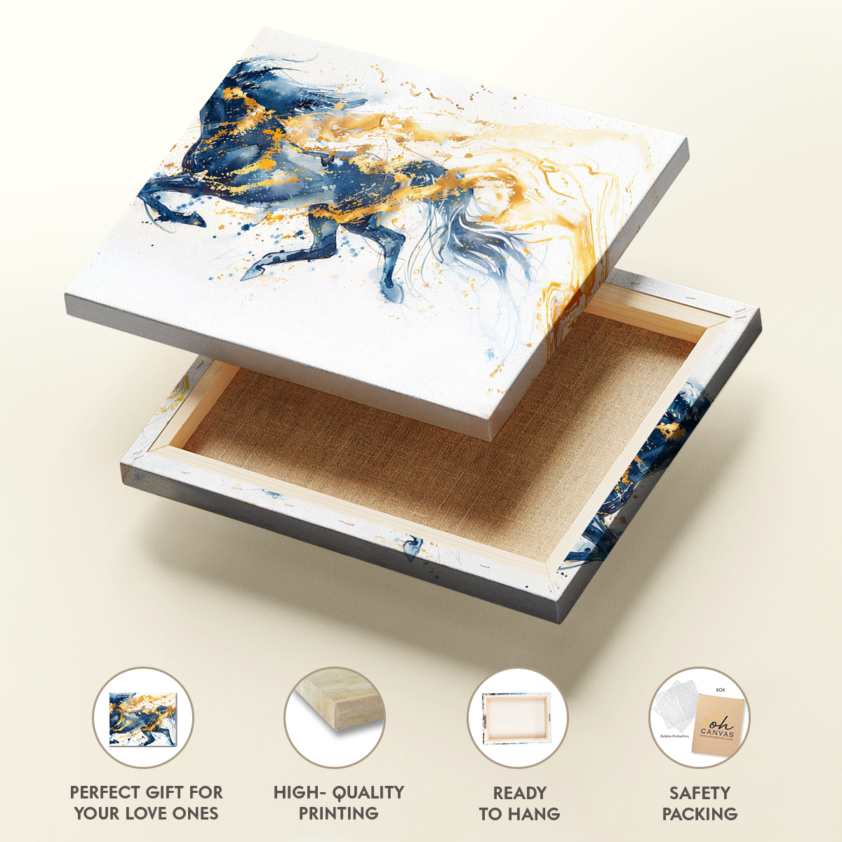 Abstract Running Horse Canvas Wall Art Modern Equestrian Decor Gift For Horse Lovers
