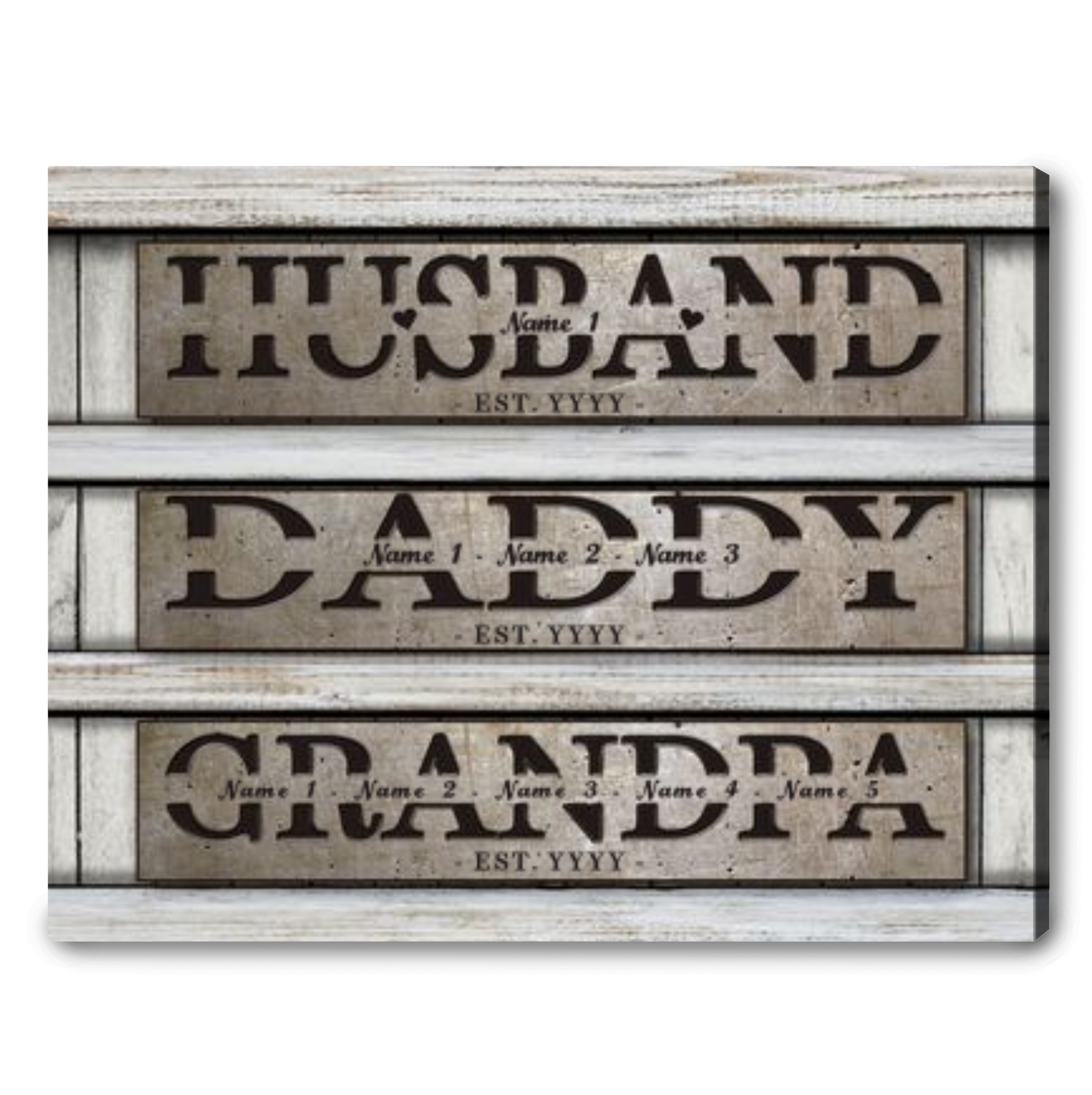Custom Names Three Generations Canvas Wall Art Father's Day Gifts For Grandpa