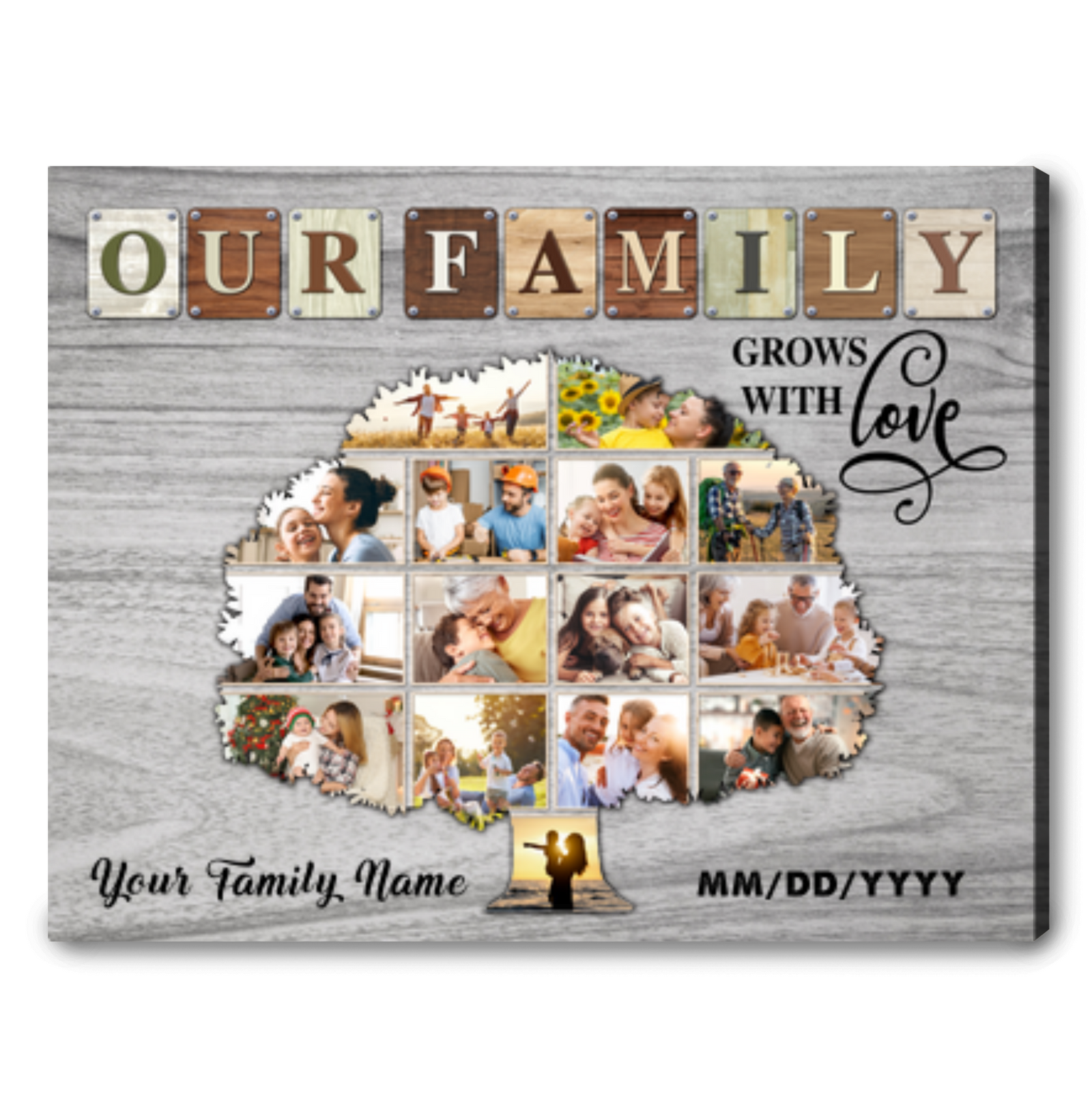 Family Tree Collage Photo Canvas Custom Home Decor Gift Idea
