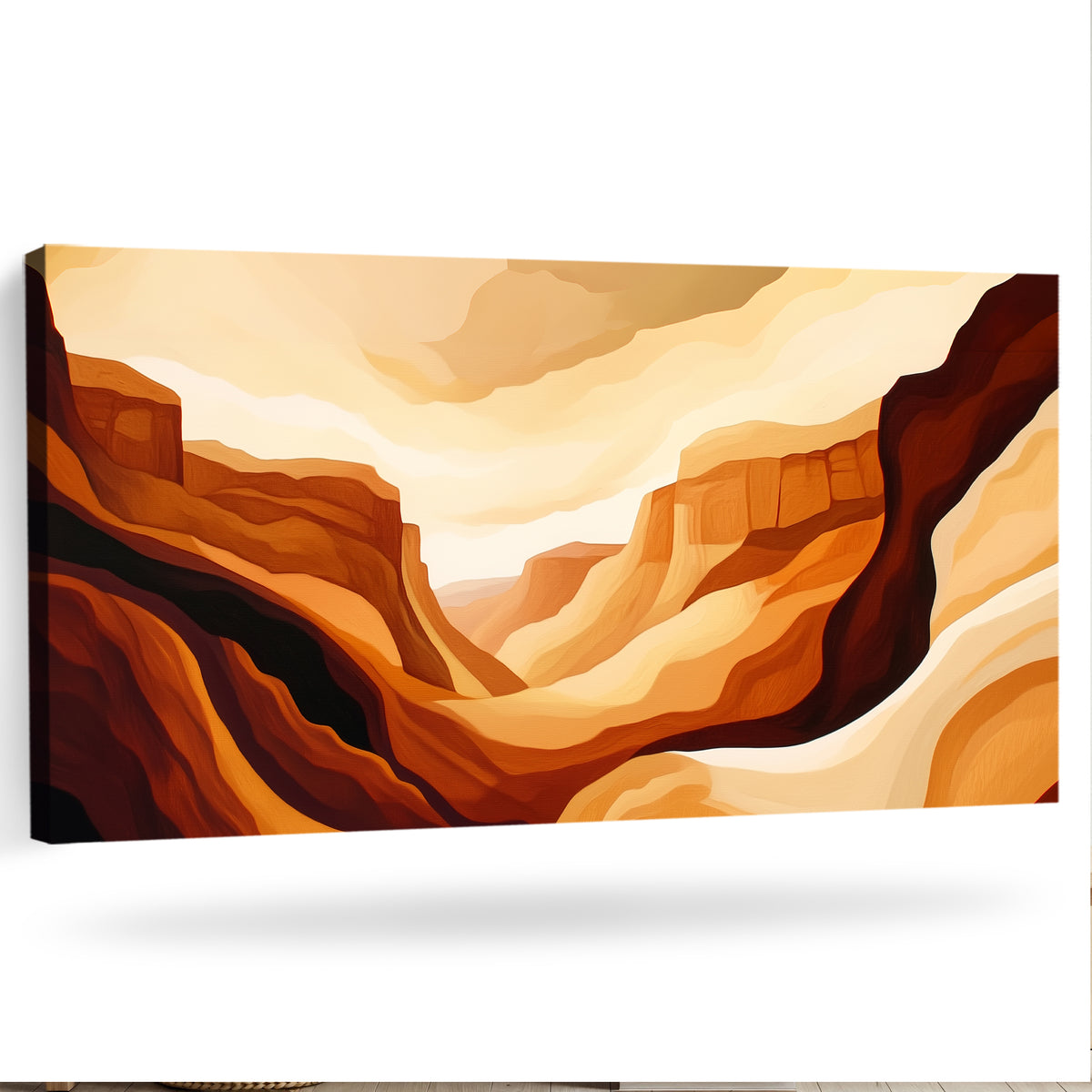 Bold Canyon Landscape Canvas in Earthy Abstract Boho Style