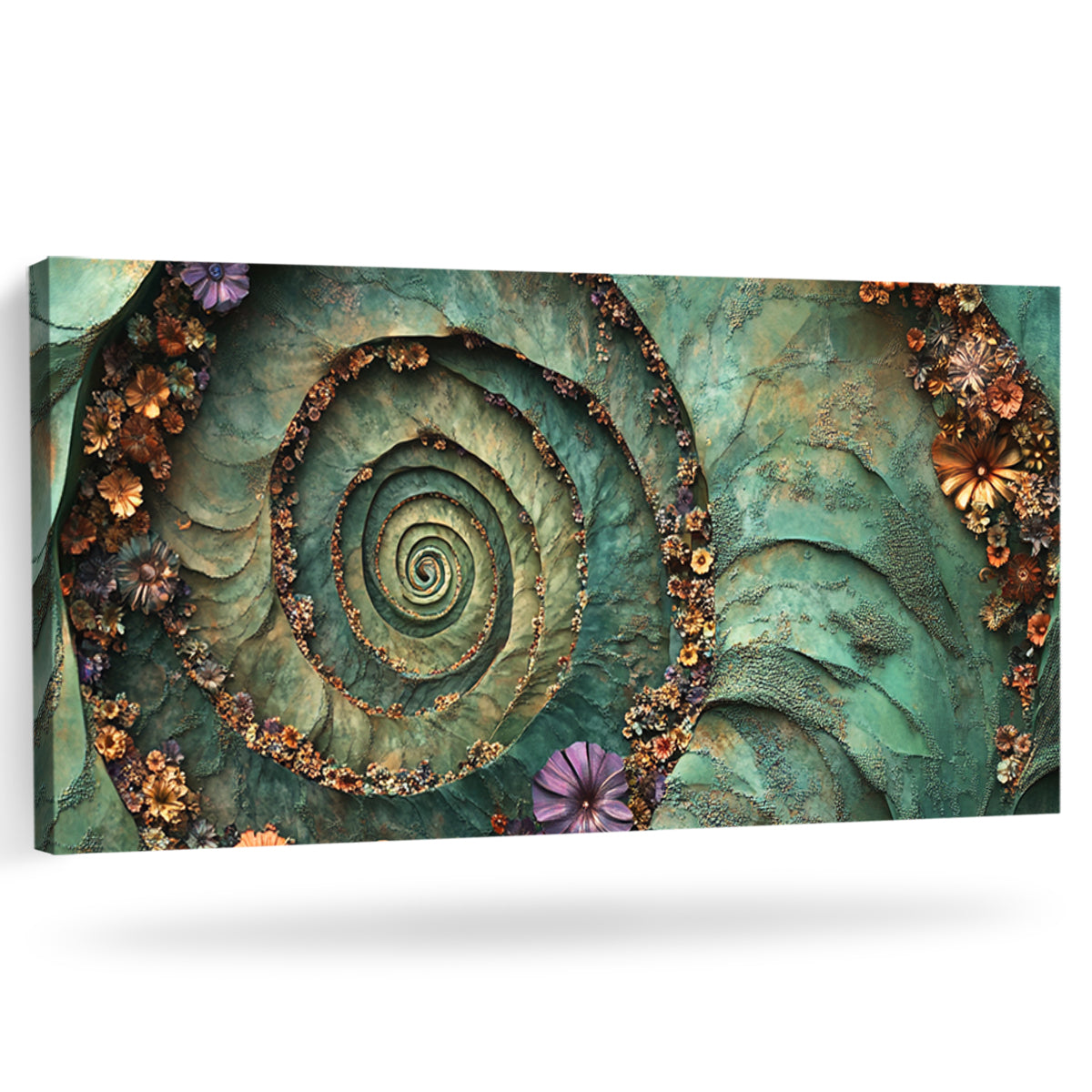 Floral Spiral Nature Abstract Canvas Wall Art for Living Room