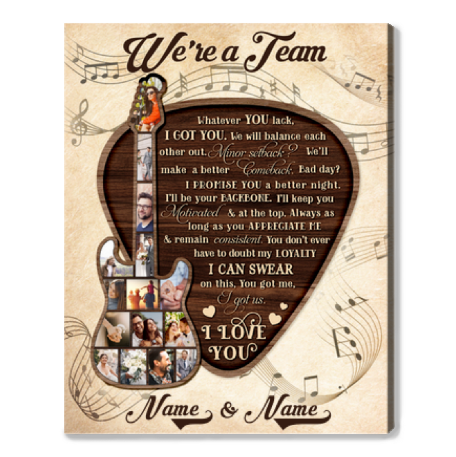 Christmas Gift Ideas For A Married Couple Custom Guitar Photo Collage Canvas Print