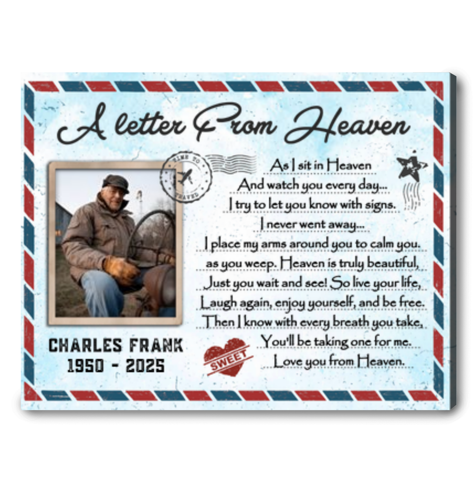 A Letter From Heaven -  Personalized Memorial Gift For Loss Of Loved One Canvas Wall Art