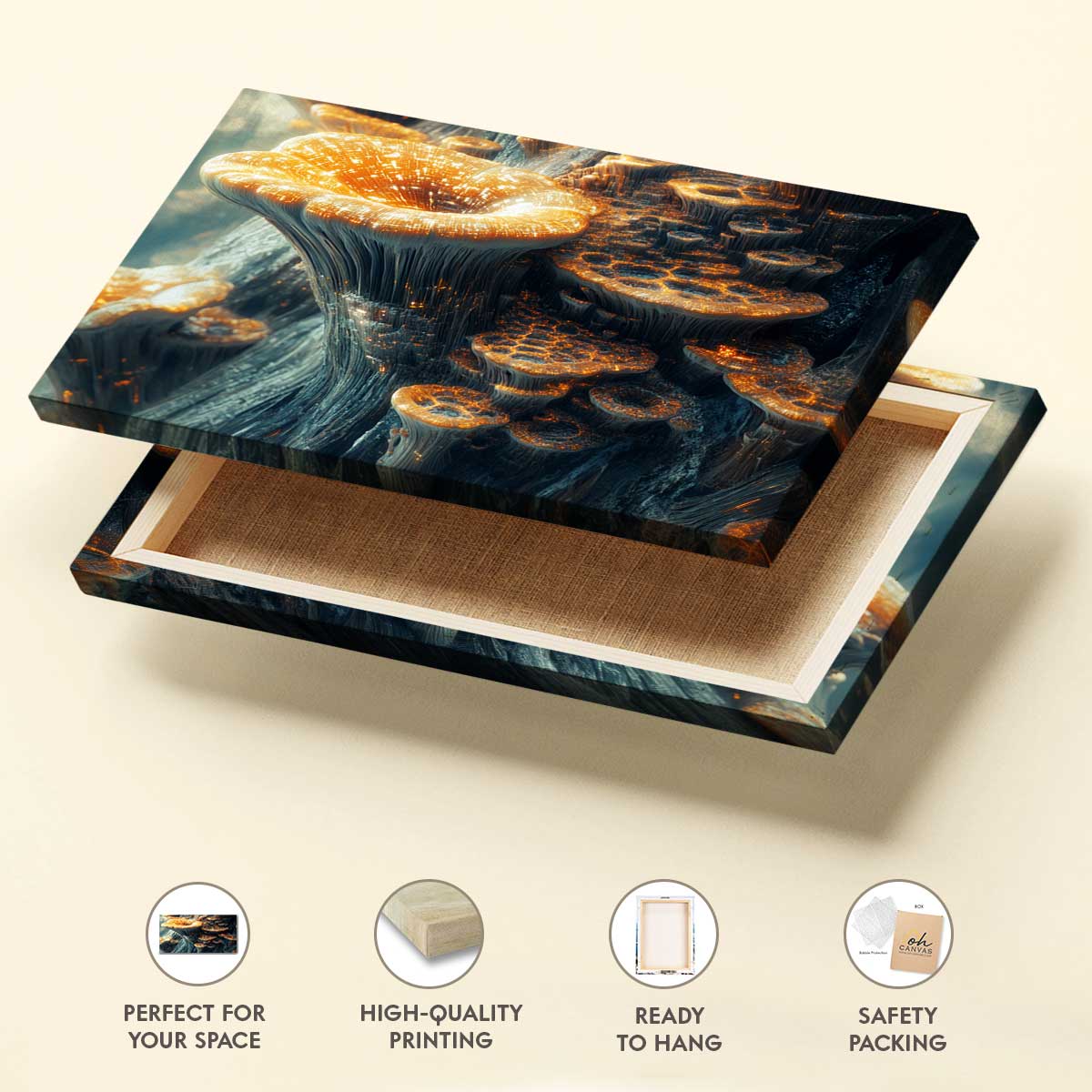 Mushroom Modern Abstract Canvas Wall Art for Living Room