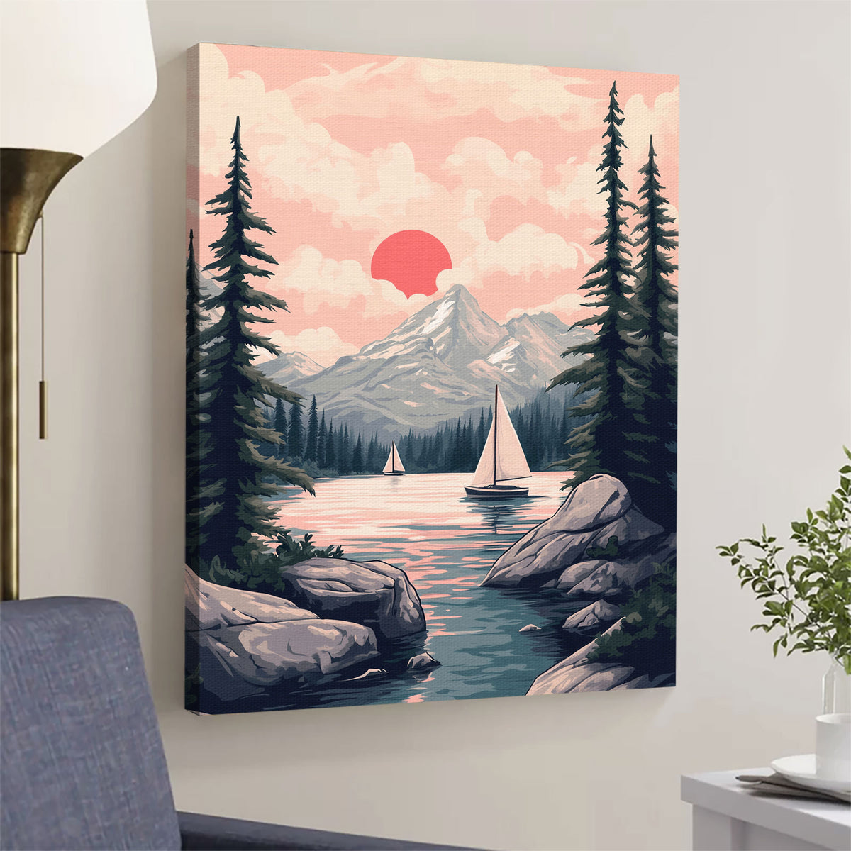 Serene Alpine Sail Fine Arts Print