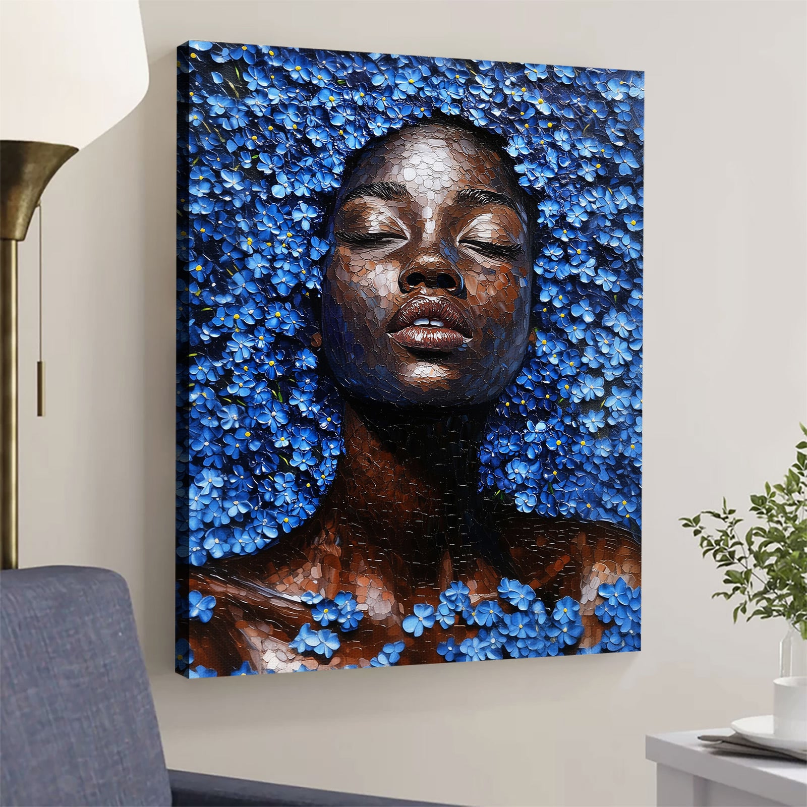 Sapphire Muse In Blossoms Fine Arts Print