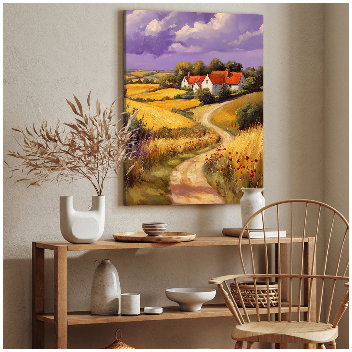 Farmhouse Landscape Canvas Fine Arts Print