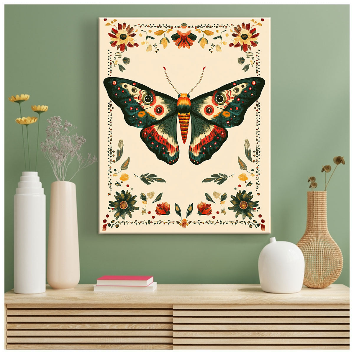 Whimsical Moth And Bloom Boho Wall Decor