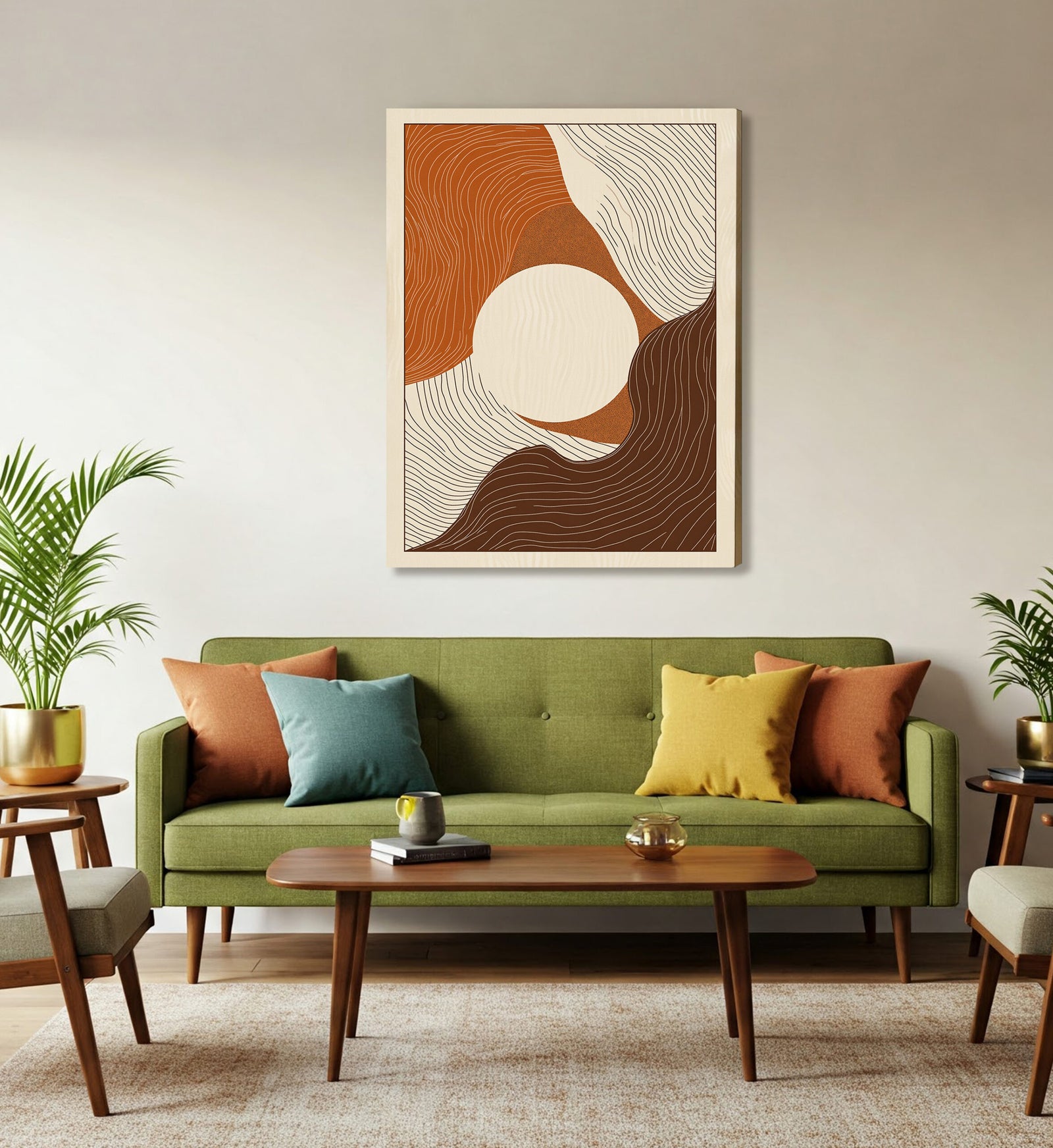 Brown Cream Abstract Pattern Boho Canvas for Cozy Neutral Rooms